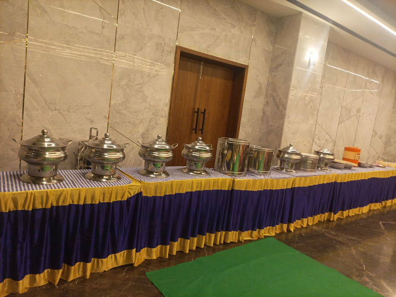 Elegant buffet chafing dish setup for a birthday celebration