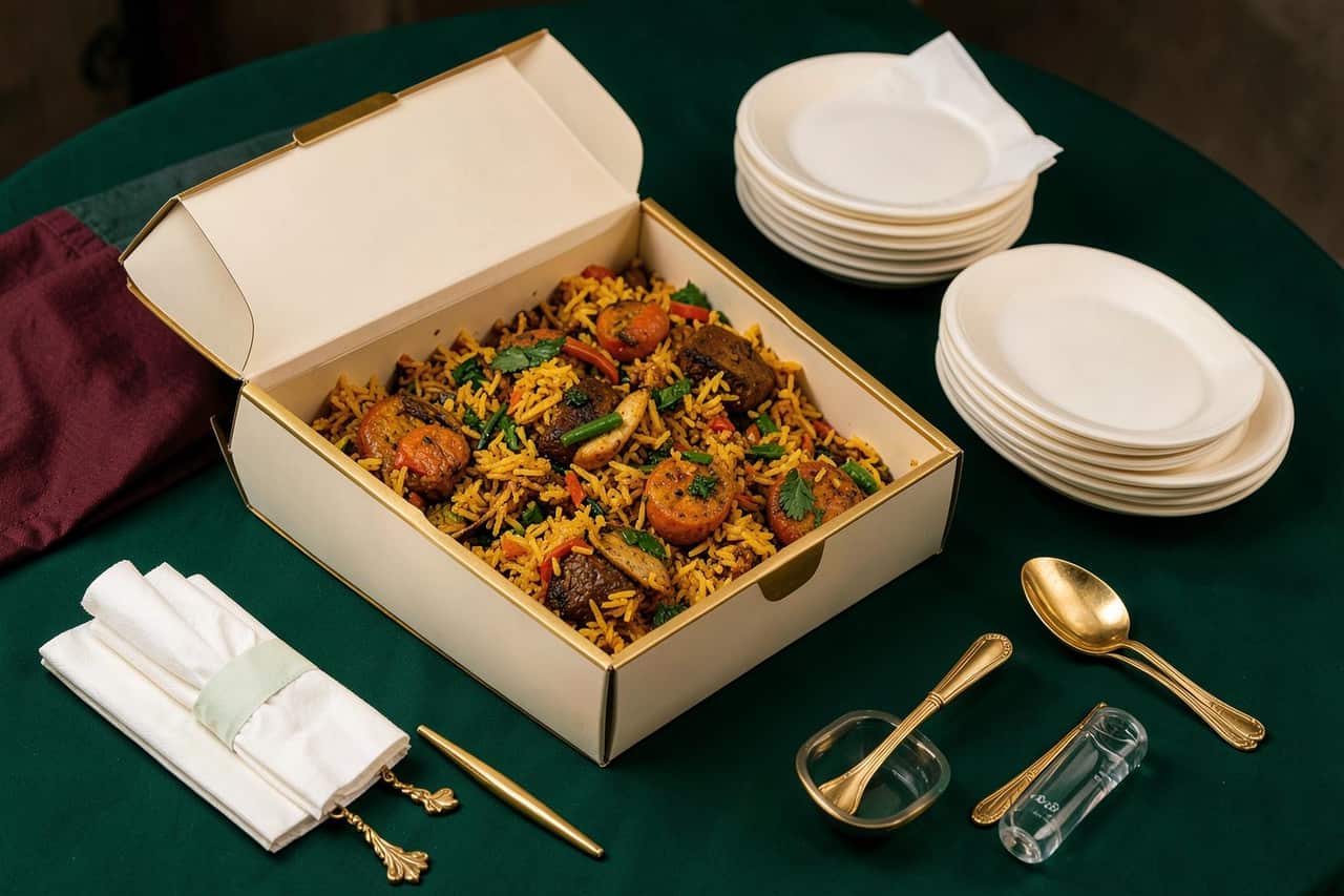 Aadhya Platter Box with plates, tissues, cutlery and serving essentials